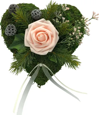 Produktbild von Grabgesteck Herz Rose rosa – Trauerherz Grabherz Grabschmuck