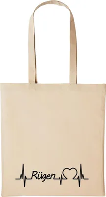 Produktbild von Huuraa Baumwollbeutel Rügen Geschenk Einkaufstasche Natural 10 Liter Baumwolle Rügen Accessoire