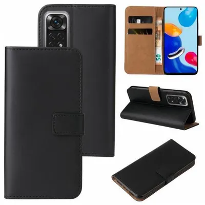 Produktbild von Kunstleder Flip-Hülle für Smartphones - Farbe: Schwarz - Modellkompatibilität: Für Xiaomi Redmi Note 11
