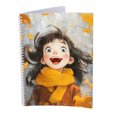 Obrázok produktu pre Vysokoškolský blok - prázdny - 5 kusov - anime girl - DIN A4 - 80 listov - 80 g - perforovaný - špirálová väzba - korekčný okraj - perforovaný