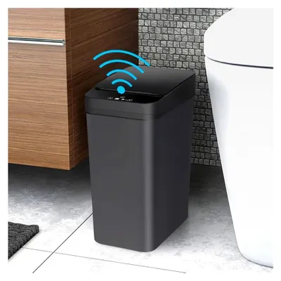 Produktbild von Mülleimer mit Sensor, automatischer 12 l Abfalleimer mit Deckel, rechteckig für Küche, Wohnzimmer, WC, Büro, schwarz (15,8 x 23,5 x 32 cm)