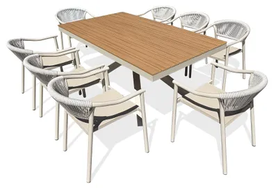 Produktbild von 8-sitzige Garten-Essgruppe aus Aluminium – Greige