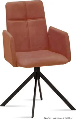 Produktbild von Armlehnstuhl (4er-Set) Druci 52x92x60 Schwarz/Cognac