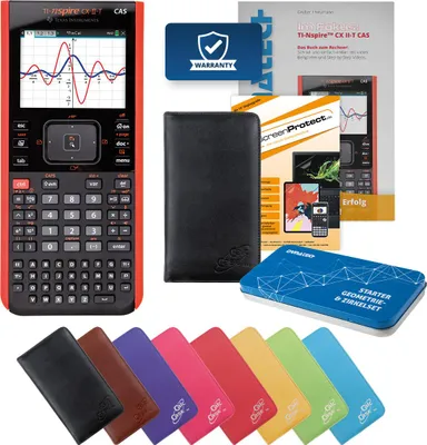 Produktbild von TI-Nspire CX II-T CAS Taschenrechner mit Tasche schwarz, Folie, Fachbuch & Zirkel Set