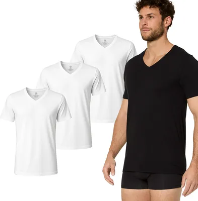 Produktbild von NUR DIE Herren T-Shirt 3-Pack Baumwolle Active Unterhemd - weiß - Größe L