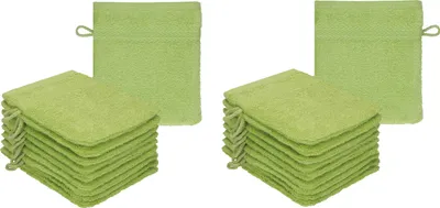Produktbild von Betz 20 Stück Waschhandschuhe 16x21 cm PREMIUM 100% Baumwolle  Farbe: avocadogrün