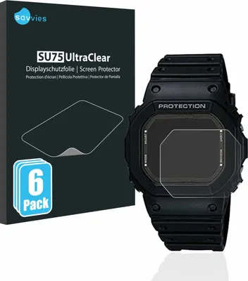 Produktbild von 6x Für Casio G-Shock GW-5000-1JF Schutzfolie Savvies Displayschutz Display Schutz Folie Klar Transparent