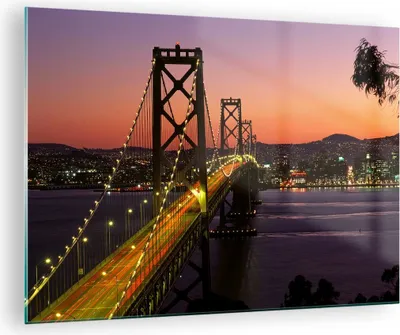 Produktbild von Bilder auf glas - Brücke Fluss Landschaft - 70x50cm - Glasbilder - Wandbilder - Kunstdruck - zum Aufhängen bereit - Wanddekoration aus Glas - Glas Bilder - Wandbild auf Glas - GAA70x50-0120