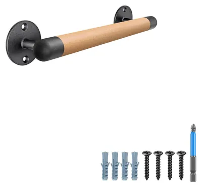 Obrázok produktu pre Drevená rukoväť na vnútorné použitie, protiskĺzová rukoväť na schody – 38 cm