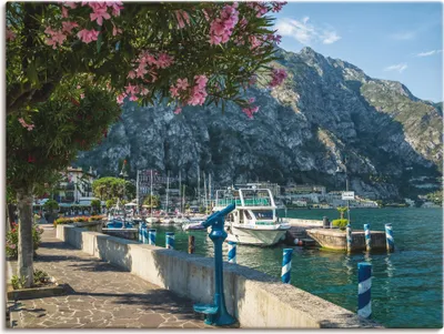 Produktbild von ARTland Leinwandbild Gardasee Hafen Limone sul Garda I Größe: 80x60 cm