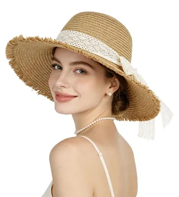 Produktbild von Solidchoice – Klappbarer Sommerhut aus Stroh mit breiter Krempe für Damen