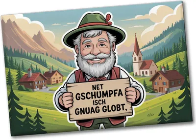 Produktbild von Net gschumpfa isch gnuag globt Fröhlicher Mann Souvenir Souvenir Magnet