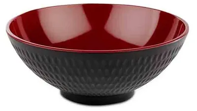 Produktbild von APS 15420 Schale ASIA PLUS, Ø 20 cm, Höhe 8 cm, 1,1 Liter, Melamin, schwarz matt/rot glänzend