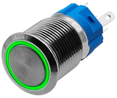 Produktbild von ProRide Metall-Impulsschalter 16 mm, 12V/24V, grüne LED, spritzfest