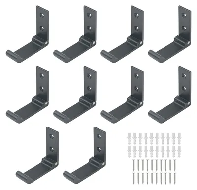 10 klappbare Alu-Wandhaken, platzsparend, schwarz