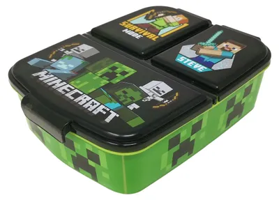 Kinderlunchbox mit 3 Fächern, BPA-frei, Minecraft, 18x14x7 cm