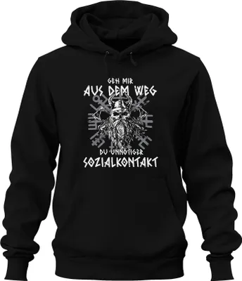 Obrázek produktu pro Uni mikina s kapucí Viking Skull Axe Runes, černá, M