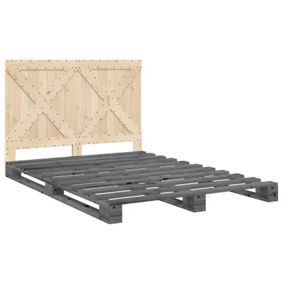 Obrázek produktu pro Rám postele s čelem šedý 140 x 200 cm masivní borové dřevo