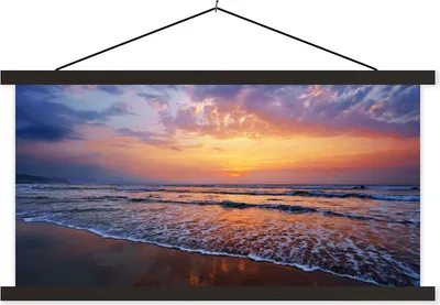 Produktbild von MuchoWow® Textilposter Strand - Sonne - Himmel 150x75 cm mit schwarzem Rahmen - Posterleiste