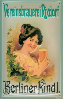 Produktbild von Blechschild Berliner Kindl Vereinsbrauerei Rixdorf Bier retro Reklame Schild