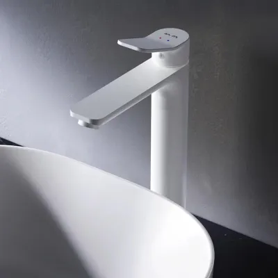 Produktbild von Wasserhahn Bad Hoch Waschbecken Badarmatur Mischbatterie Waschtischarmatur Einhandmischer für Badezimmer Waschbeckenarmatur, Weiß