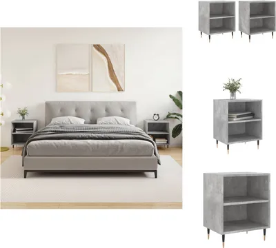 Image de vidaXL Tables de chevet 2 pcs. Gris béton 40x30x50 cm Bois composite - Tables de chevet