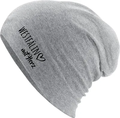 Produktbild von Huuraa Beanie Westfälin mit Herz Heather Grey One Size Baumwolle und Elasthan Mütze Geschenkidee