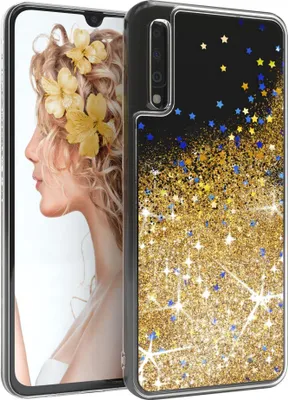 Produktbild von EAZY CASE - Glitzer Hülle kompatibel mit Samsung Galaxy A70 Glitzer Schutzhülle, Soft Case, Backcover Transparent mit Motiv