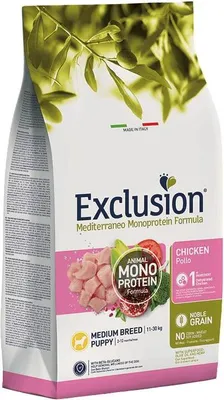 Produktbild von EXCLUSION NGPCM03 PUPPY MEDIUM Granulat für Welpen mittelgroßer Rassen – Huhn, 3 kg