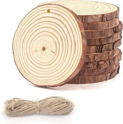 Obrázok produktu pre 10 drevených blokov s otvormi, 10–12 cm, dekorácia z prírodného dreva