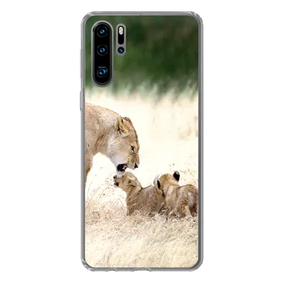 Produktbild von MuchoWow® Handyhülle Schutzhülle Hülle für Huawei P30 Pro Löwe - Gras - Junge - Familie Silikon Softcase Handy Hülle - Schutzdeckel