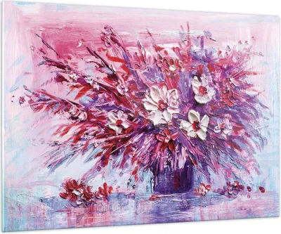 Produktbild von Bilder auf glas - Einteilig - Pastos Blumen Rosa - 100x70cm - Glasbilder - Wandbilder - Bilder - zum Aufhängen bereit - Wanddekoration aus Glas - Glas Bilder - Wandbild auf Glas - GAA100x70-4530