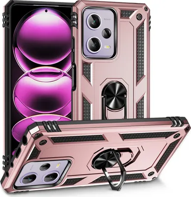 Produktbild von Redmi Note 12 Pro Hülle, Schiebe Kamera Schutz Schutzhülle mit Ringhalterung Ständer Kartenhalter für Xiaomi Redmi Note 12 Pro Pink