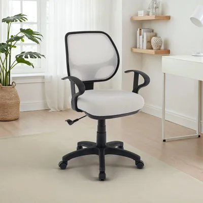 Produktbild von Schreibtischstuhl Kinder COOL-1 Hellgrau - ergonomischer Bürostuhl für Kinderzimmer, drehbar, höhenverstellbar mit Armlehnen und Wippmechanik inkl. atmungsaktivem Netzbezug [max. Belastbarkeit 100 kg]