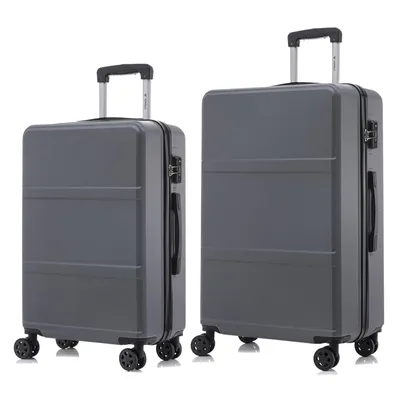 Produktbild von yonsly Premium Reisekoffer TSA-Schloss,YKK-Reißverschluss Hartschalen-Koffer Kabinenkoffer Rollkoffer Suitcase Handgepäck (Grau, L-XL-Set)