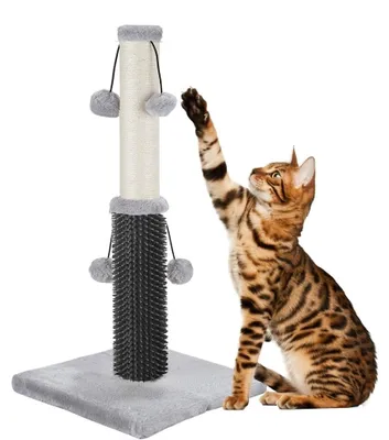 Obrázek produktu pro Škrabadlo pro kočky se sisalovým lanem, hračkami a masážní kartáčem, výška 51 cm