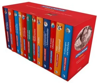 A collection of Astrid Lindgren books in a red slipcase.