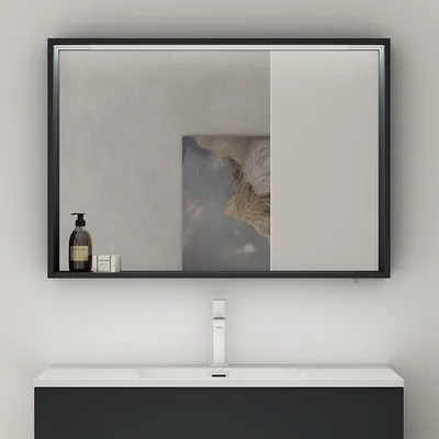 Image de doporro Armoire Murale Salle de Bains avec Miroir LED Placard de Rangement Compartiment Ouvert Anthracite Mat en Bois Armoire de Toilette 100x12x70 cm Spiegelschrank 01