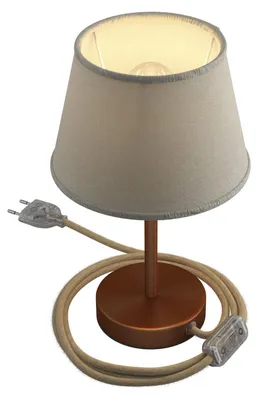 Image de Alzaluce avec abat-jour Impero, lampe de table en métal avec fiche bipolaire, câble et interrupteur