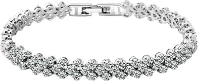 Produktbild von Kette, kubisch, elegante Damen-Armreif mit Zirkon-Strass-Intarsien für den täglichen Gebrauch-Silber