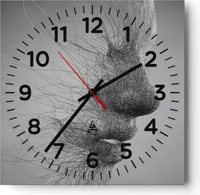 Produktbild von Wanduhr - Quadrat - Glasuhr - Gesicht Grafiken Fäden - 40x40cm - Schleichendes Uhrwerk - Lautlos - zum Aufhängen bereit - Dekoration Modern - Wanddekoration aus Glas - C4AC40x40-4324