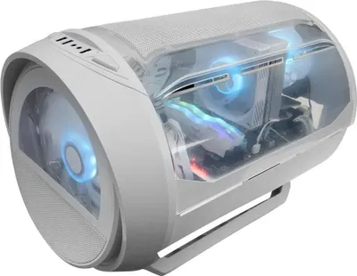 Image de Mars Gaming MC-CYLONW, Mini Tour, PC, Blanc, micro ATX, Mini-ITX, Verre acrylique, Verre trempé, Gaming