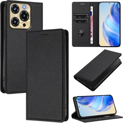Immagine prodotto di Litchi pelle cellulare caso per Oukitel C69 Portafoglio scheda slot stand funzione caso nero