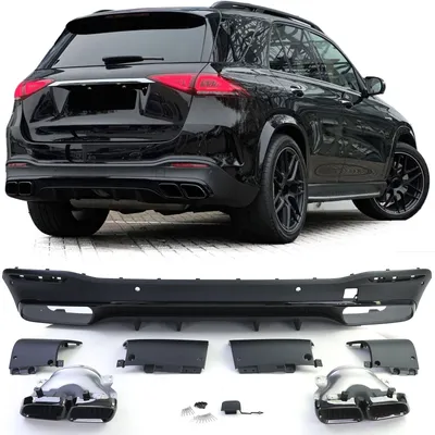 Productafbeelding van Achterbumper met 4 uitlaatpijpen, zwart, voor Mercedes-Benz GLE V167 met AMG-lijndiffusor