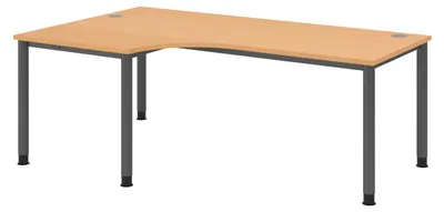 Produktbild von bümö Schreibtisch Serie-H - Nachbildung: Buche, Gestell: Graphit, Größe: Eckschreibtisch 200 x 120 cm