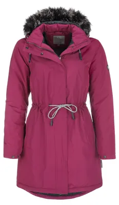 Produktbild von Coastguard Damen Kurzmantel mit abnehmbarer Kapuze mit Pelzimitat – Regenmantel Jacke mit Taillenzug in Hortensie Größe 42
