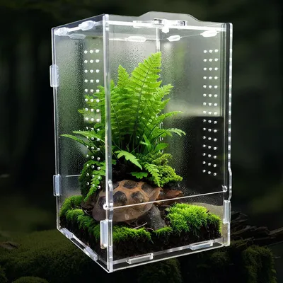Imagen del producto de Terrario de acrílico, 12 x 12 x 20 cm, para reptiles y anfibios
