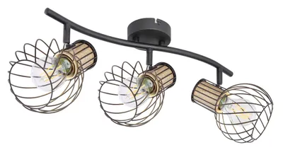 Produktbild von Globo Lighting Strahler Metall schwarz, Metall holzoptik, Metall schwarz, LxBxH: 480x240x185mm, exkl. 3x E27 40W 230V