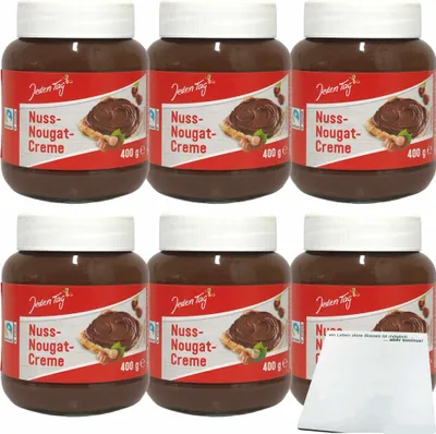 Produktbild von Jeden Tag Nuss-Nougat-Creme 6er Pack (6x400g Glas) + usy Block