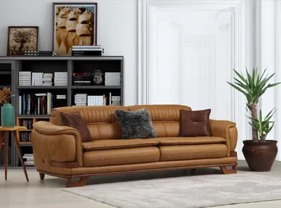 Produktbild von Dreibettsofa Dreisitzer Sofa 3 Sitzer Sofas Luxus Design Wohnzimmer Kunstleder